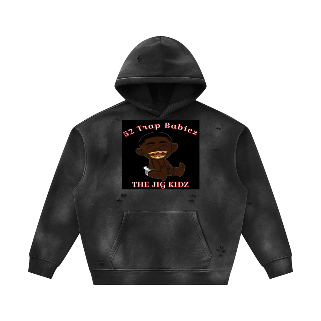 Unisex Sunfade Frayed Fleece Hoodie