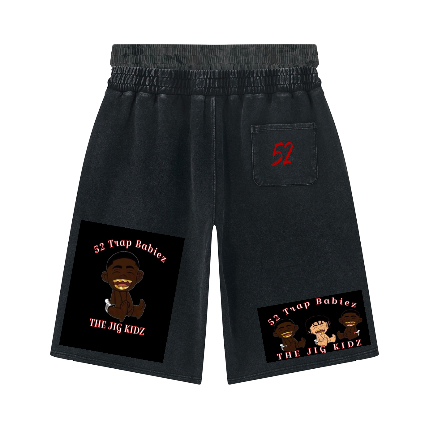 Unisex Vintage Wash Distressed Wide Leg Shorts