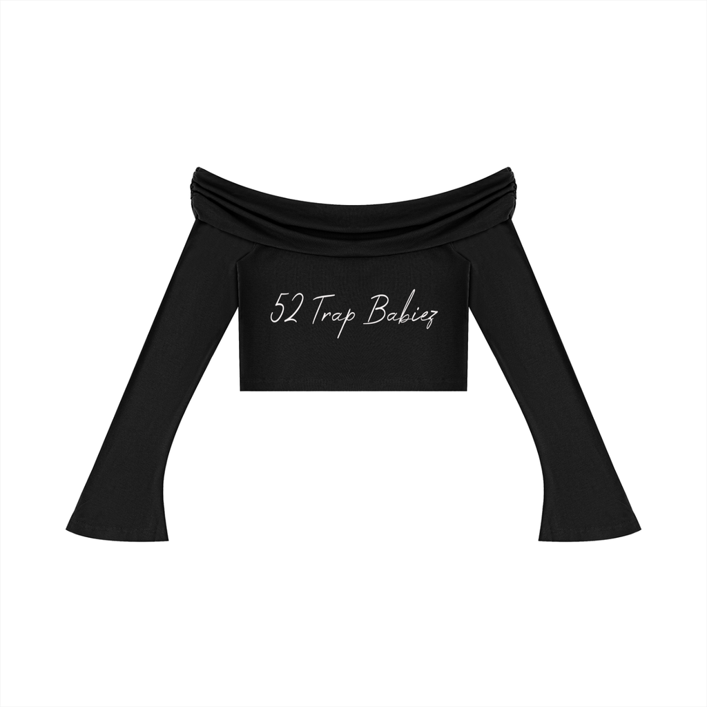 Women's Off-the-Shoulder Bell Sleeve Crop T-Shirt