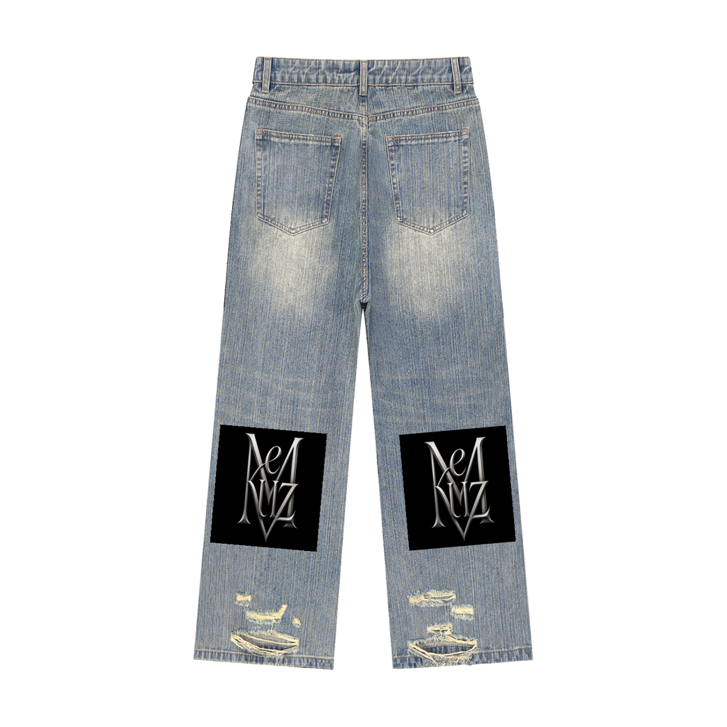 Vintage Wash Distressed Denim Jeans