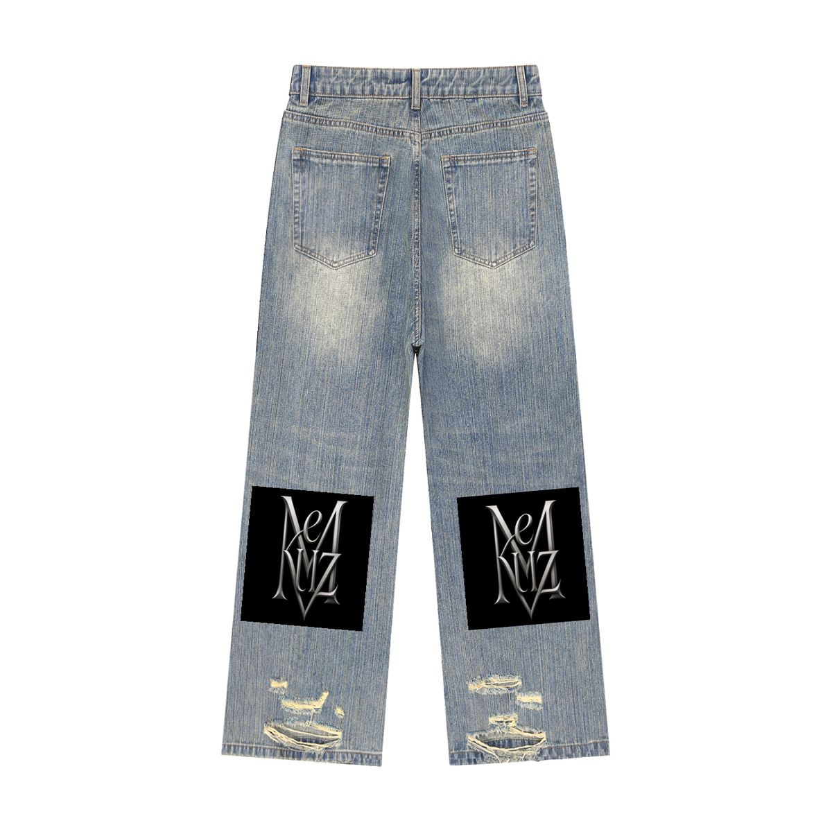 Vintage Wash Distressed Denim Jeans