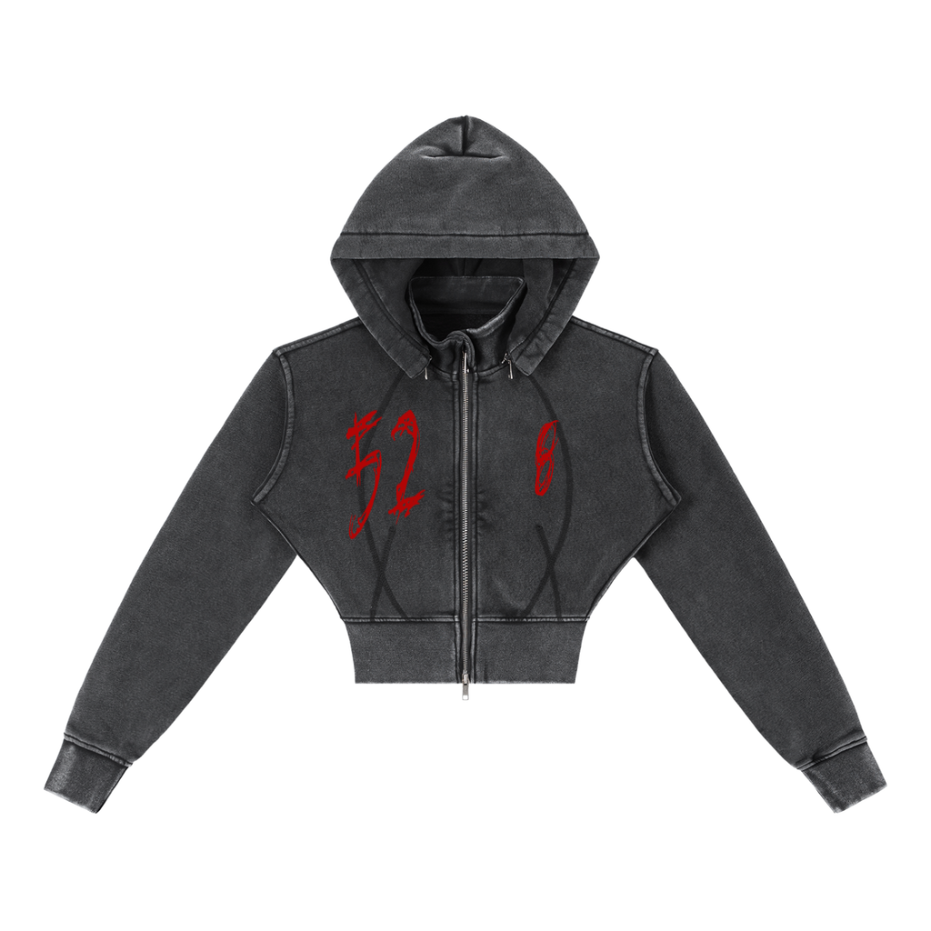 Vintage Washed Cropped Fleece Hoodie