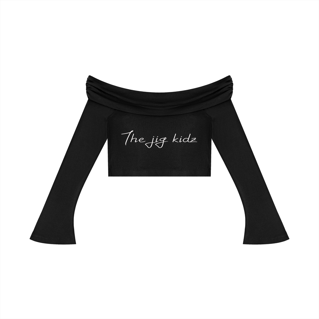 Women's Off-the-Shoulder Bell Sleeve Crop T-Shirt