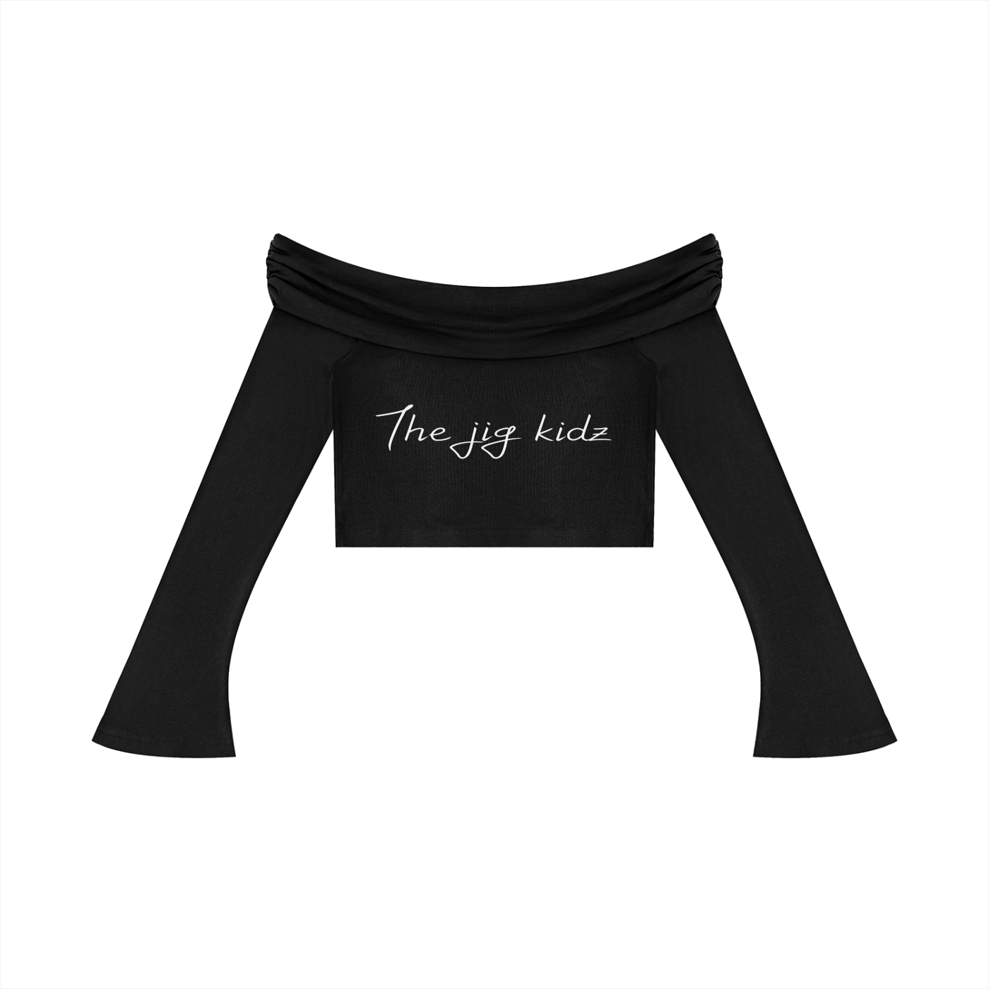 Women's Off-the-Shoulder Bell Sleeve Crop T-Shirt