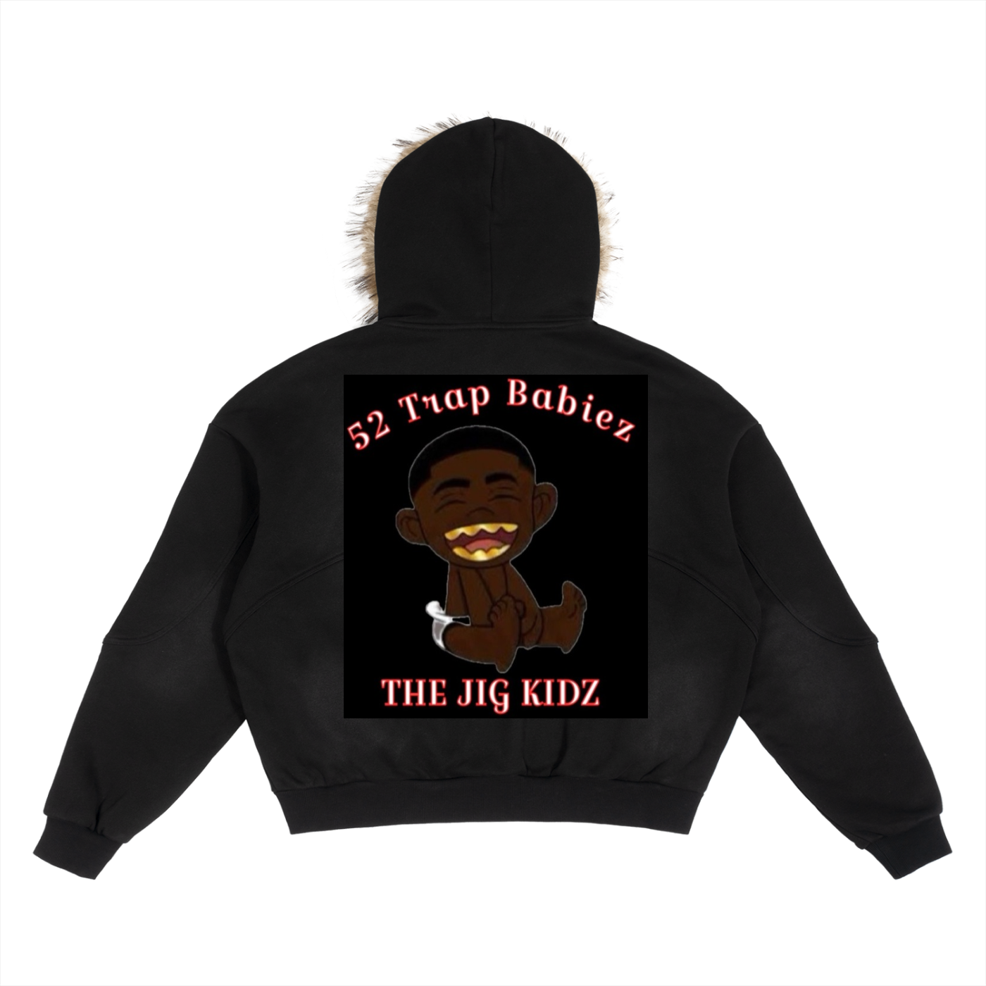 Sun Fade Boxy Detachable Fur Hoodie
