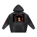 Vintage Washed Frayed Fleece Hoodie
