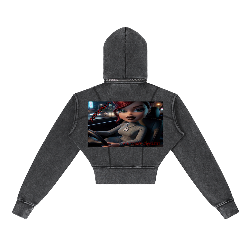 Vintage Washed Cropped Fleece Hoodie