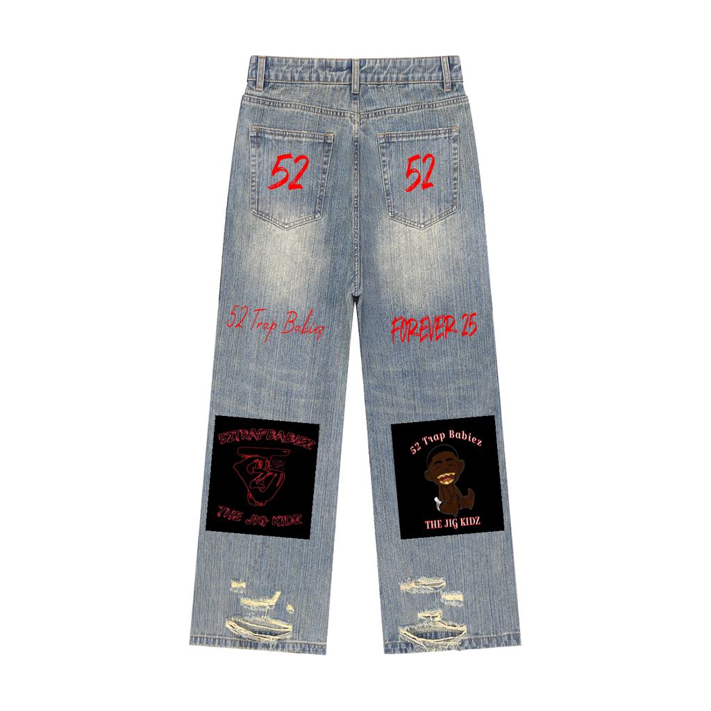 Vintage Wash Distressed Denim Jeans
