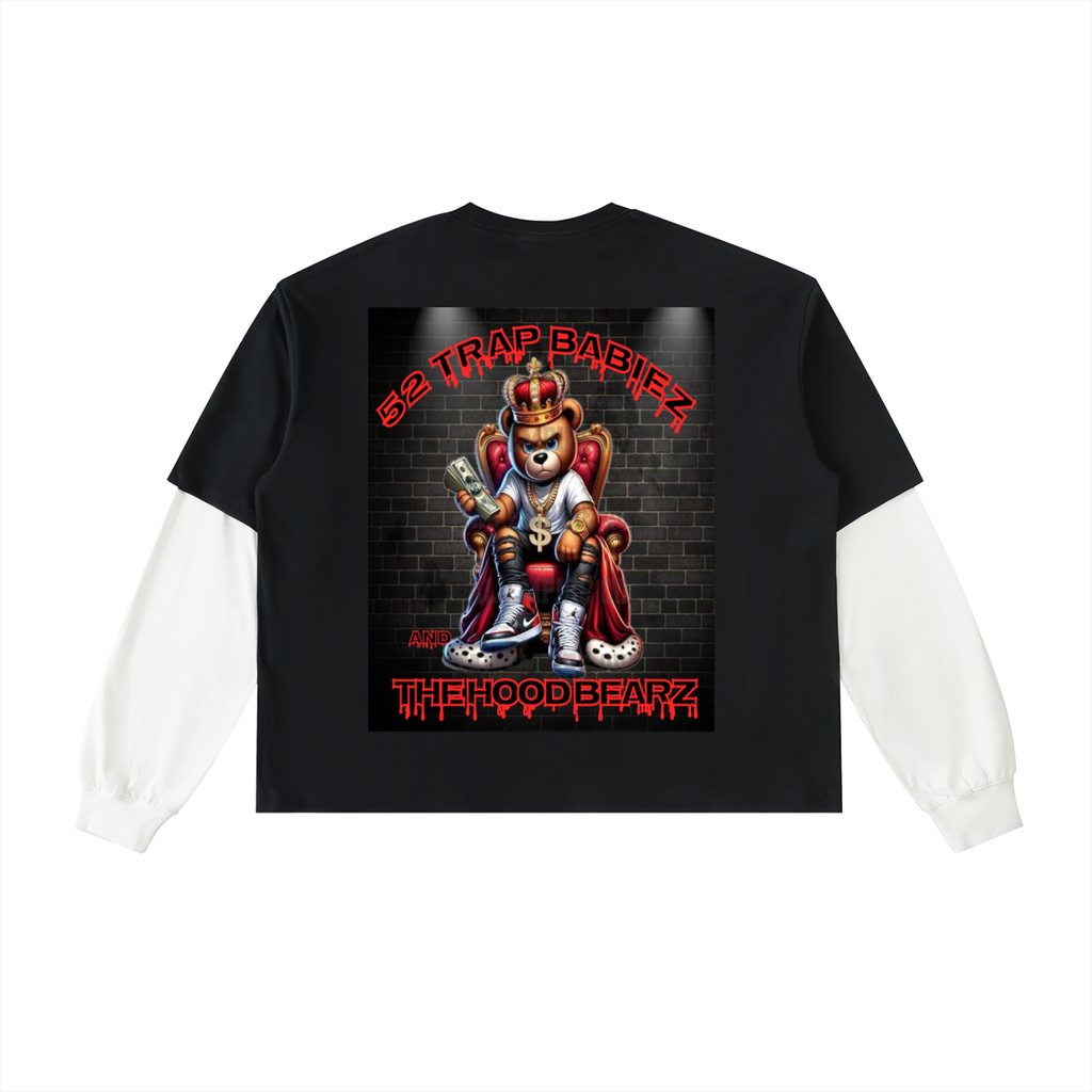 Layered Contrast Sleeve Cotton T-Shirt