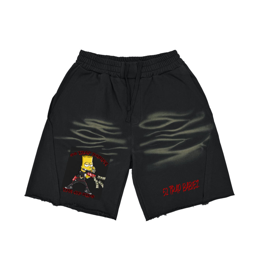 Vintage Washed Tiger Stripes Short Pants