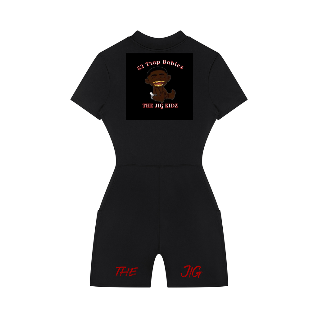 Women's Quarter-Zip Short Sleeve Romper