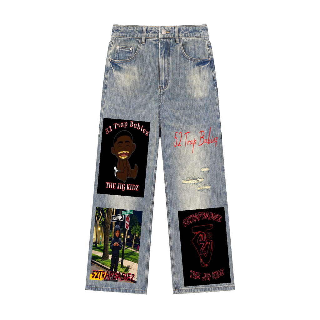 Vintage Wash Distressed Denim Jeans