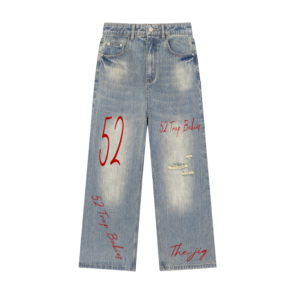Vintage Wash Distressed Denim Jeans
