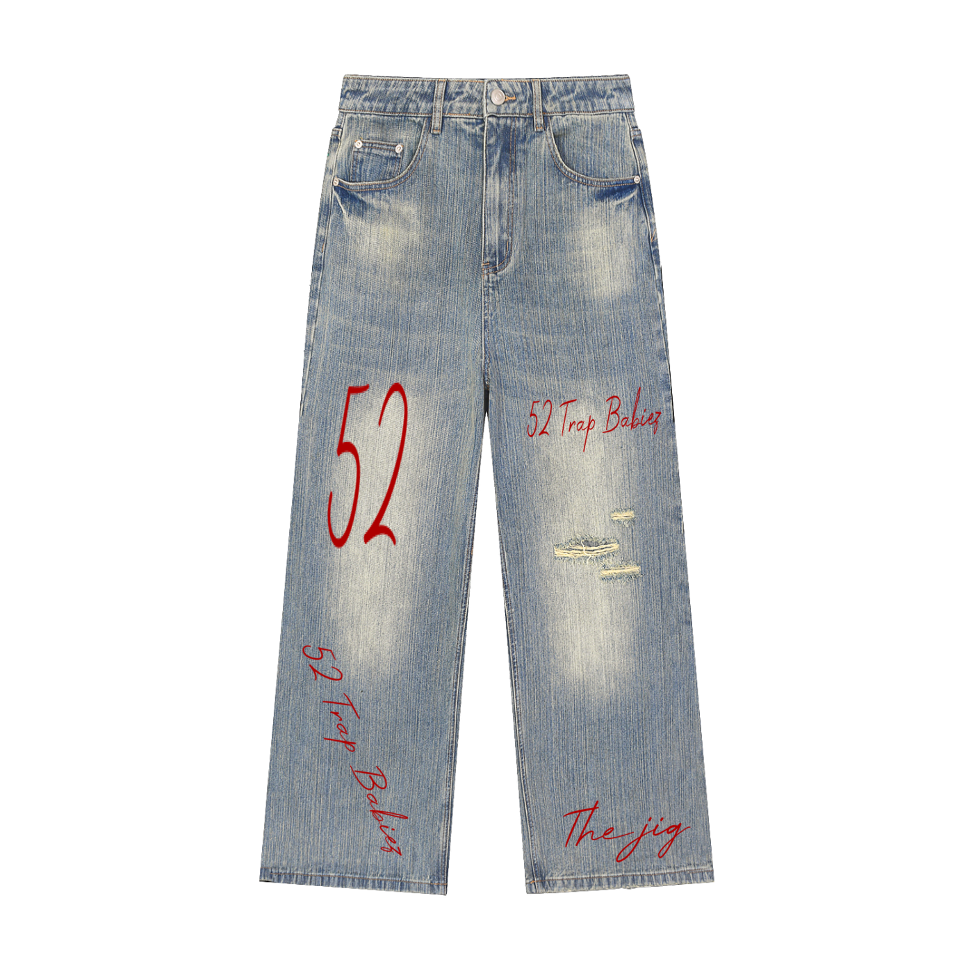 Vintage Wash Distressed Denim Jeans