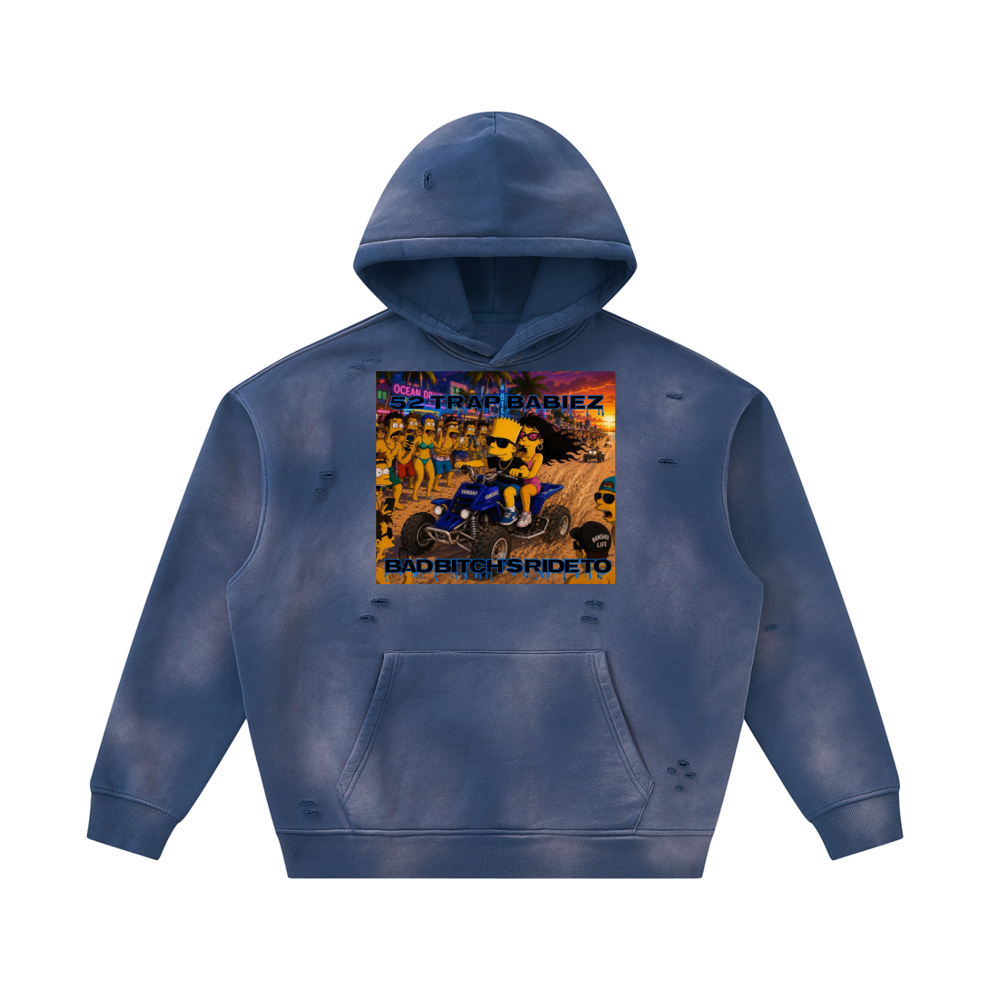 Unisex Sunfade Frayed Fleece Hoodie