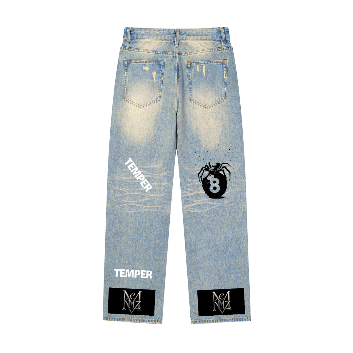 Sun Fade Raw Hem Denim Jeans