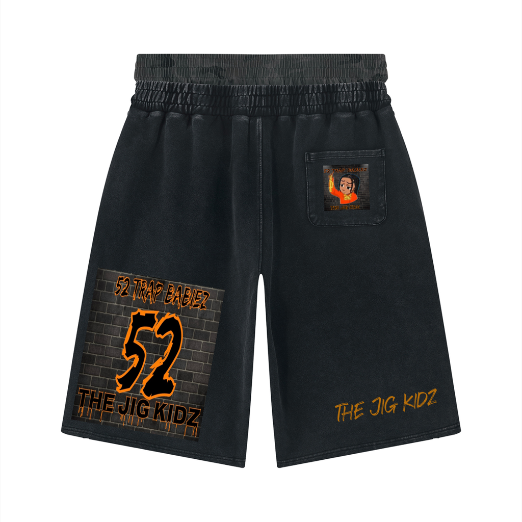 Unisex Vintage Wash Distressed Wide Leg Shorts