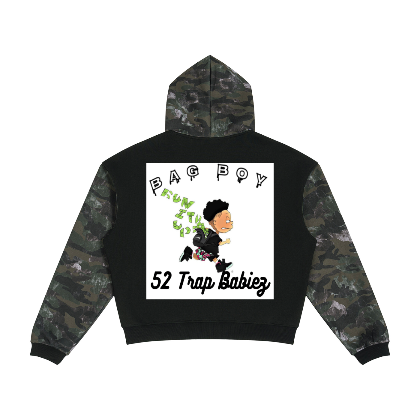Unisex Colorblock Camo Full Zip Boxy Hoodie