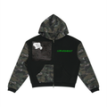 Unisex Colorblock Camo Full Zip Boxy Hoodie