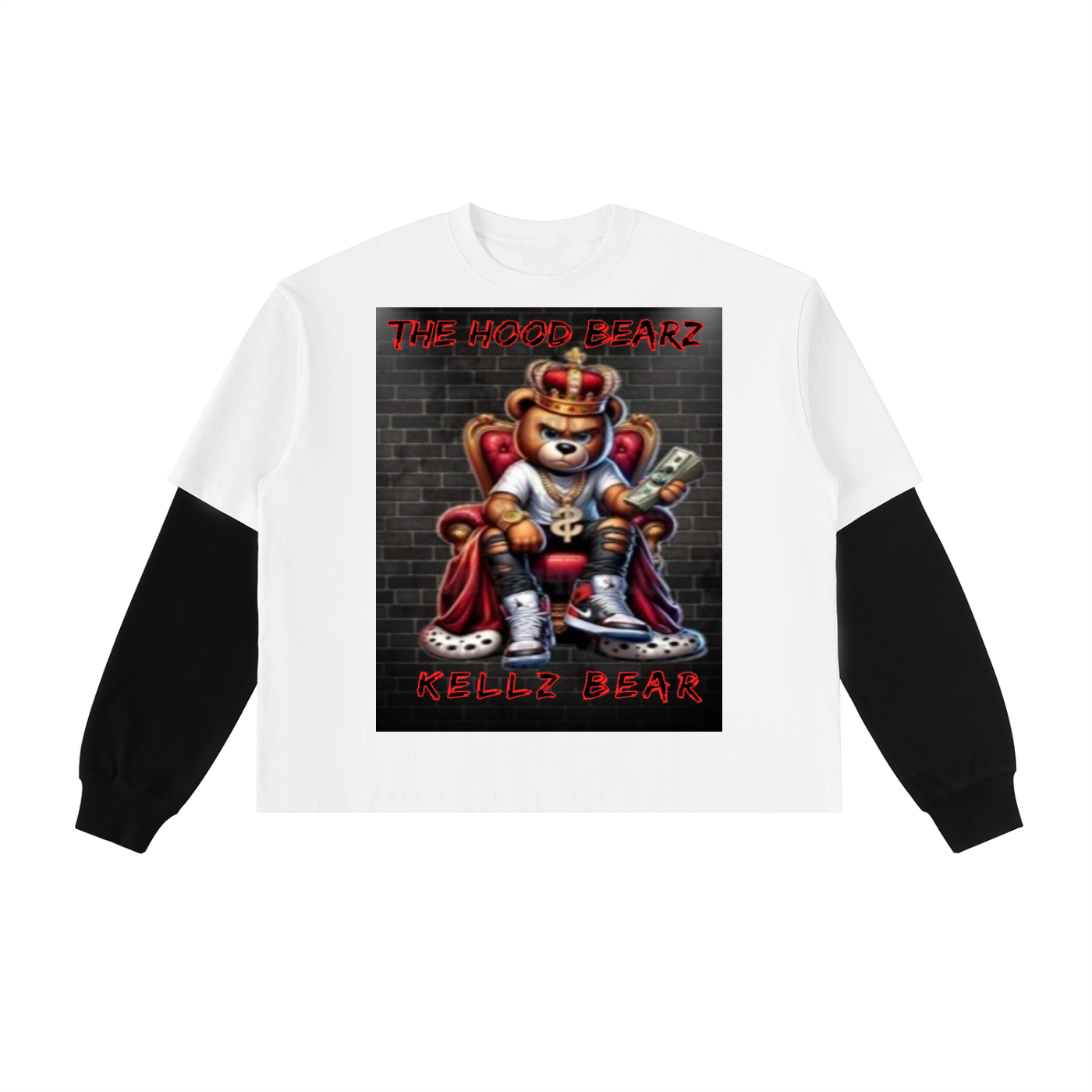 Layered Contrast Sleeve Cotton T-Shirt