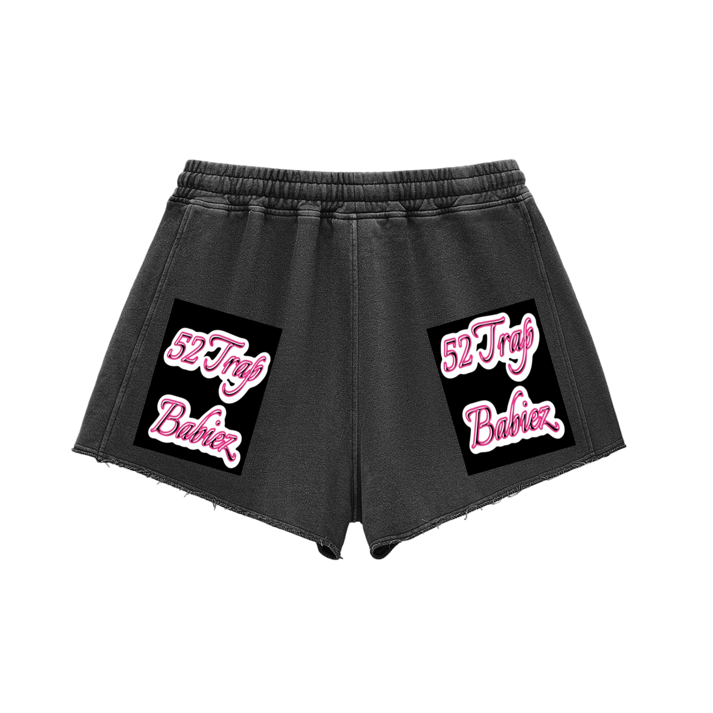 Snow Washed Raw Edge Drawstring Shorts