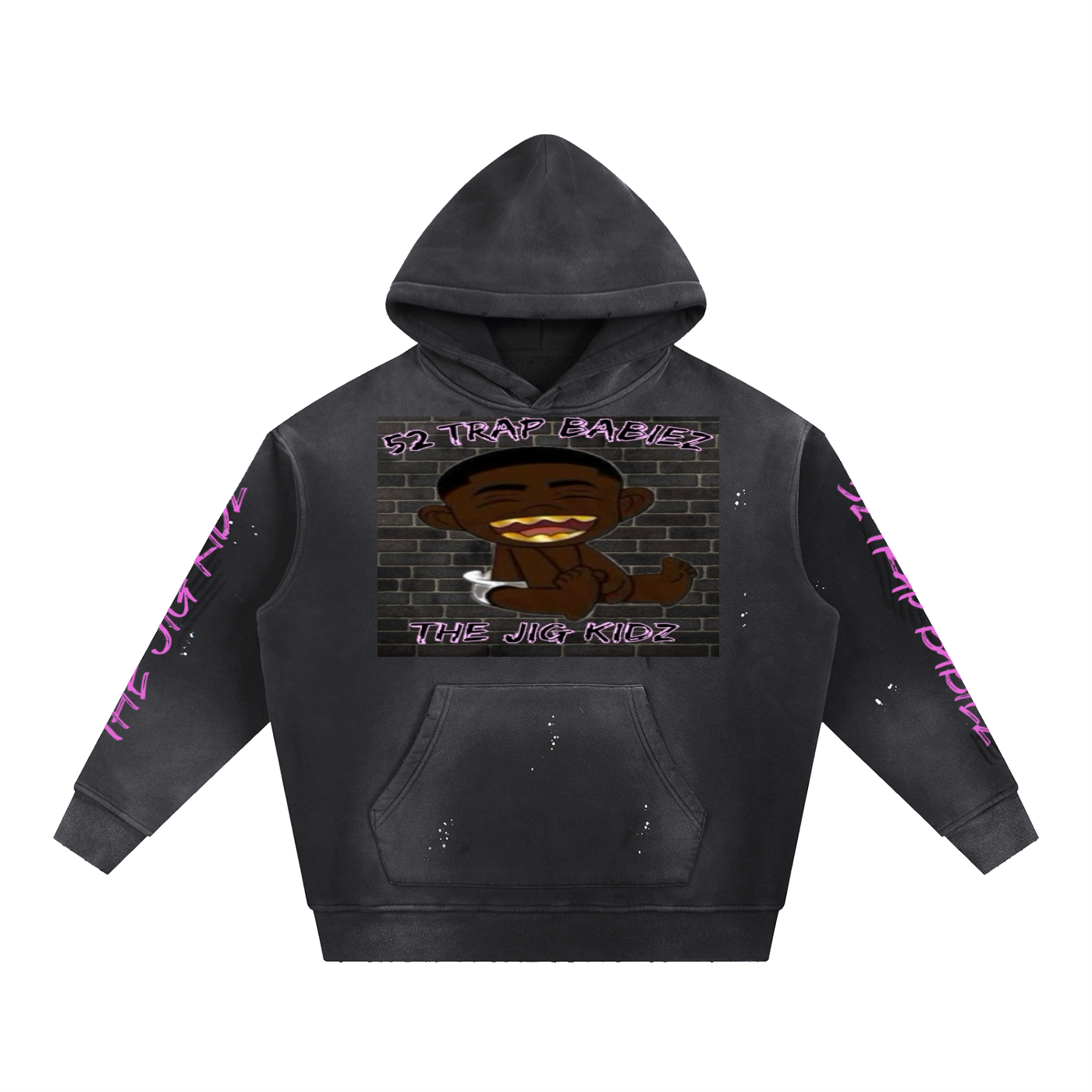 Vintage Washed Frayed Fleece Hoodie