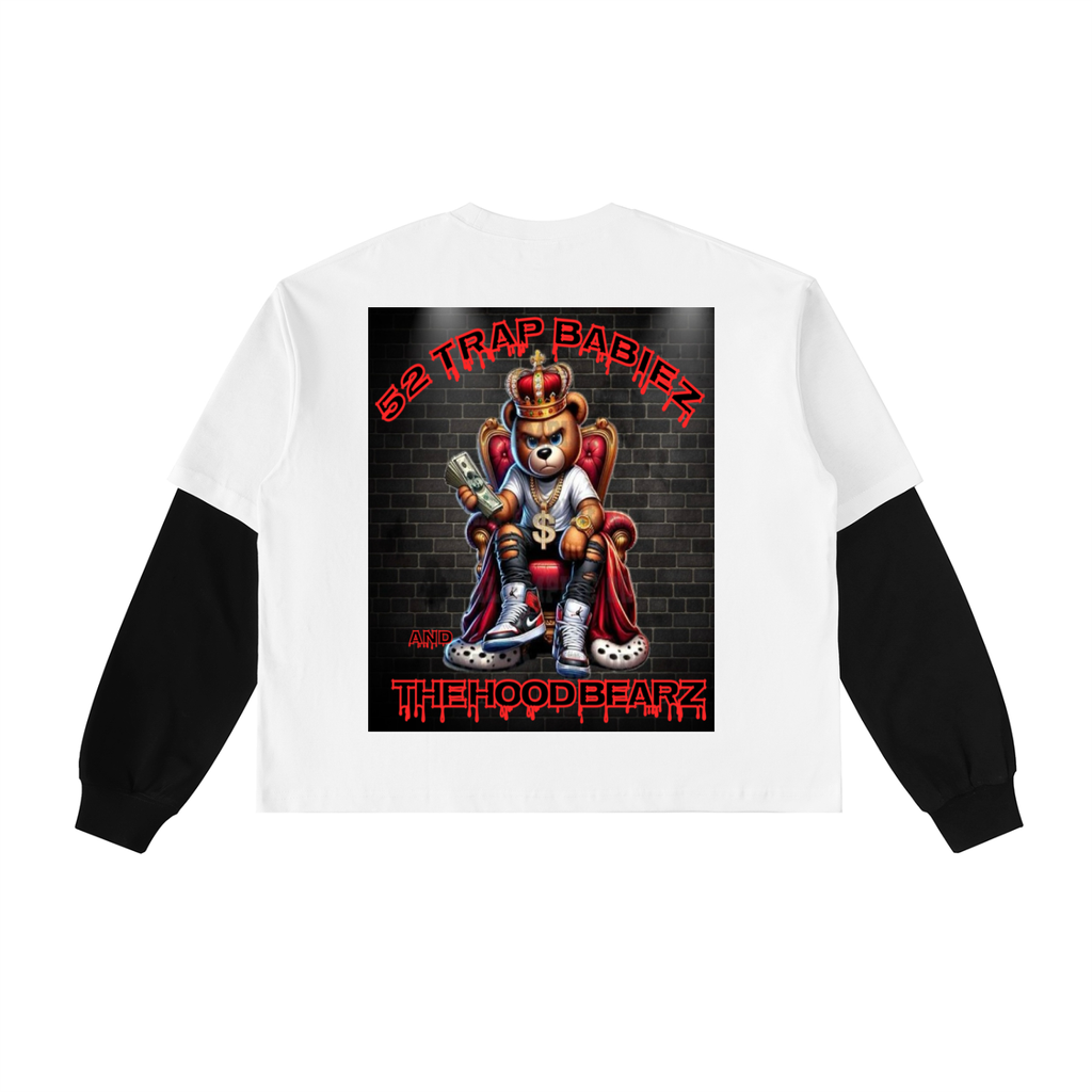 Layered Contrast Sleeve Cotton T-Shirt