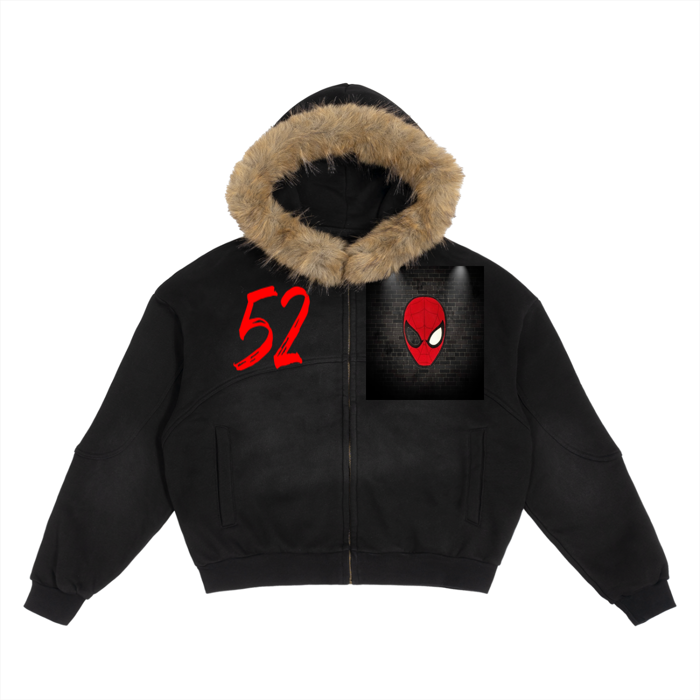 Sun Fade Boxy Detachable Fur Hoodie
