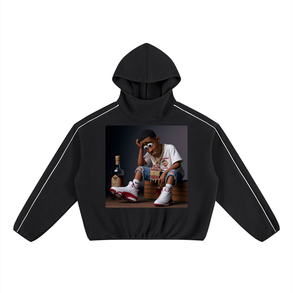 Unisex Boxy Piping Fleece Hoodie