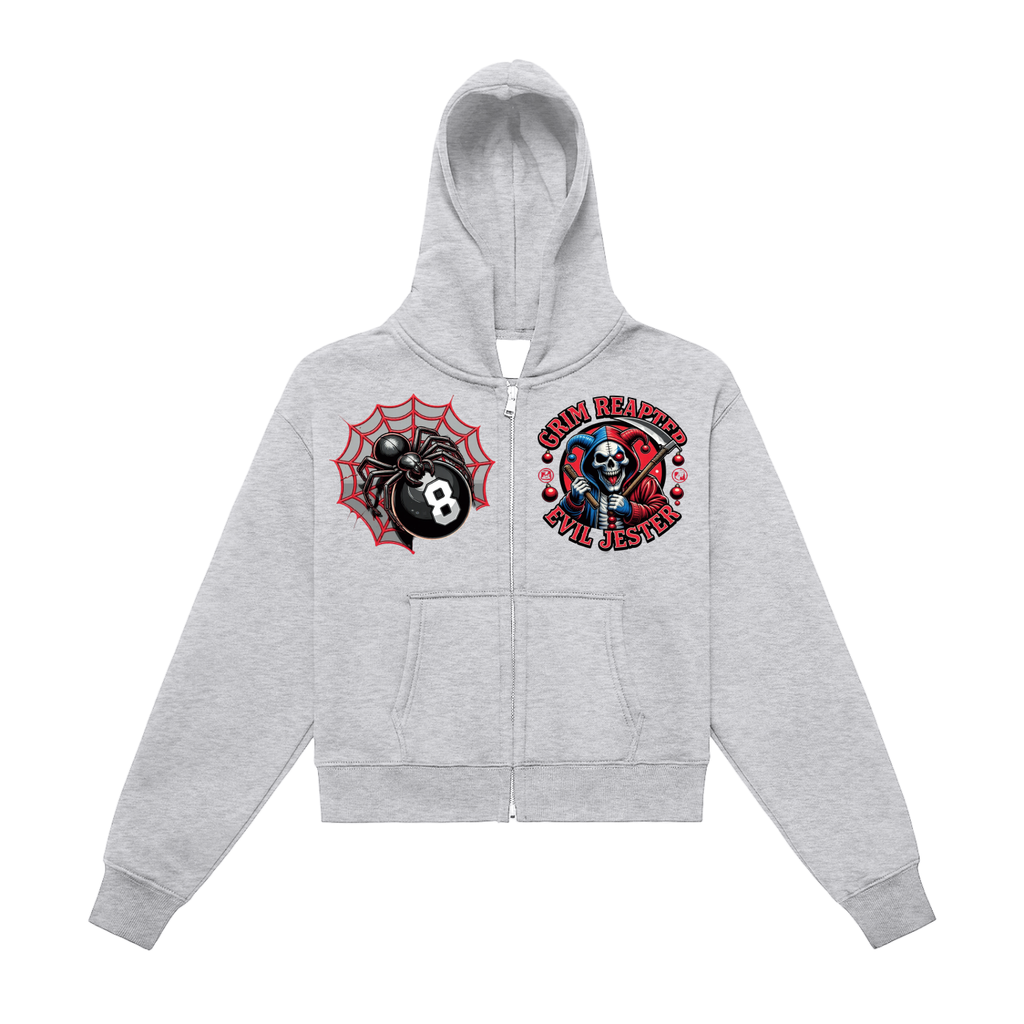 Fleeced Zip-Up Cropped Hoodie