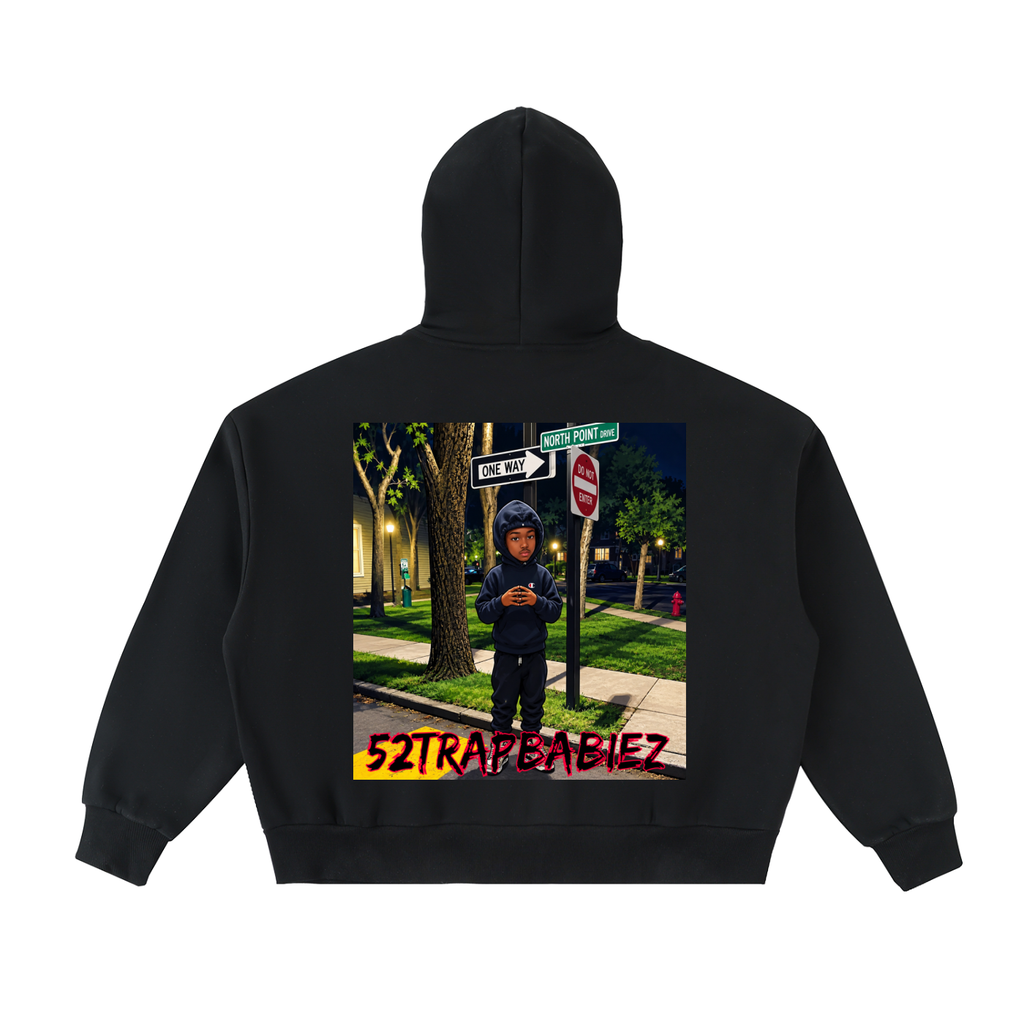 Fleeced Full-Zip Boxy Hoodie