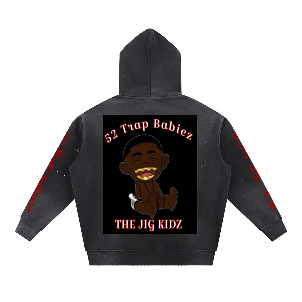 Vintage Washed Frayed Fleece Hoodie