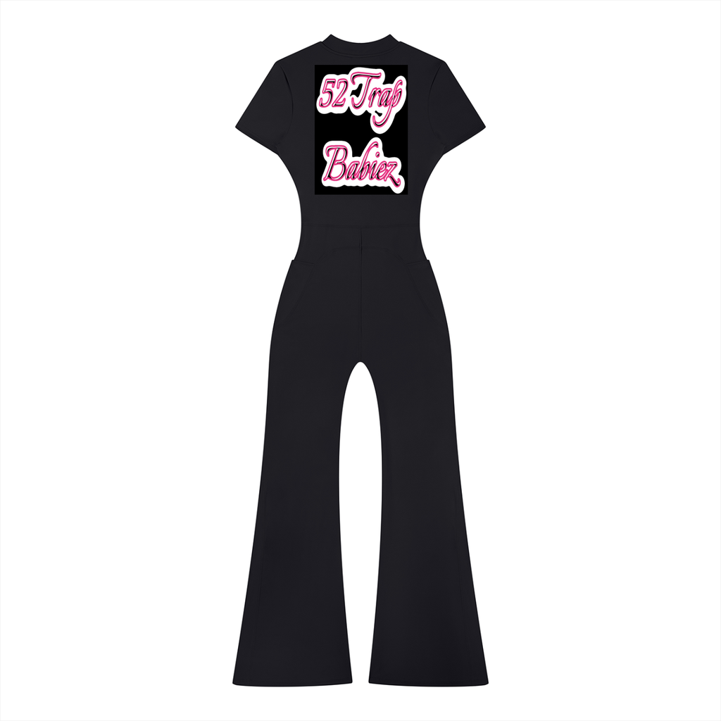 Women’s Tight Flared Leg Quarter-Zip Jumpsuit