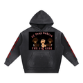 Vintage Washed Frayed Fleece Hoodie