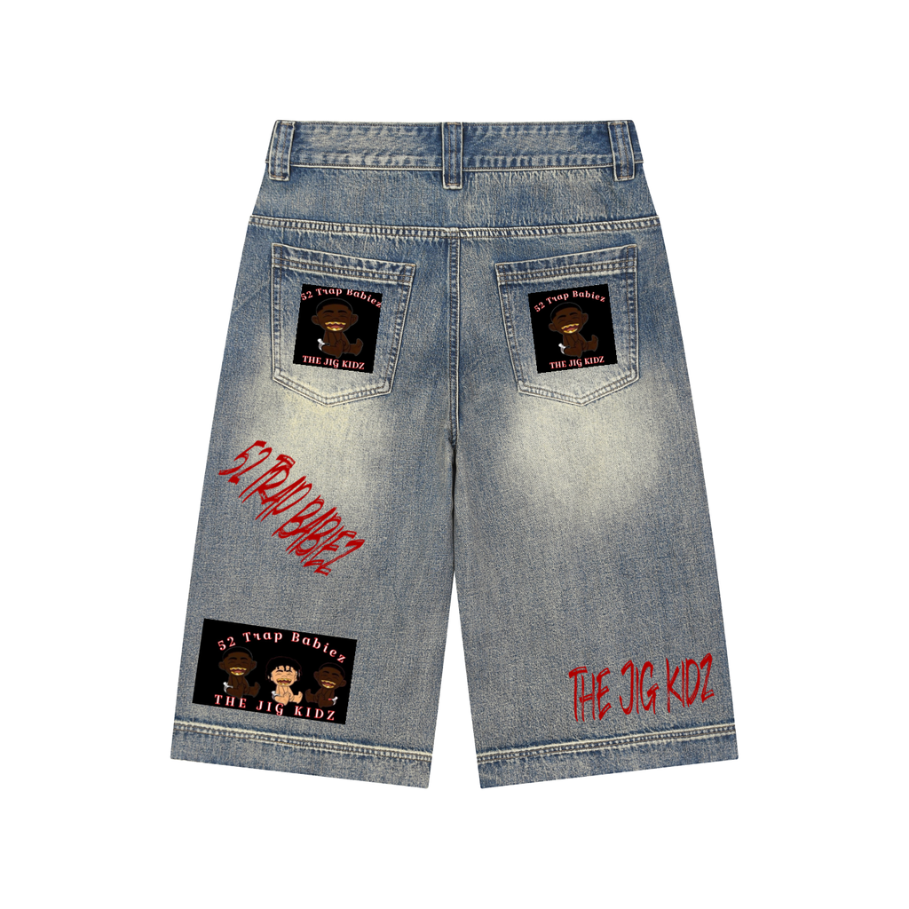 Vintage Wash Baggy Denim Shorts