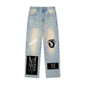 Sun Fade Raw Hem Denim Jeans