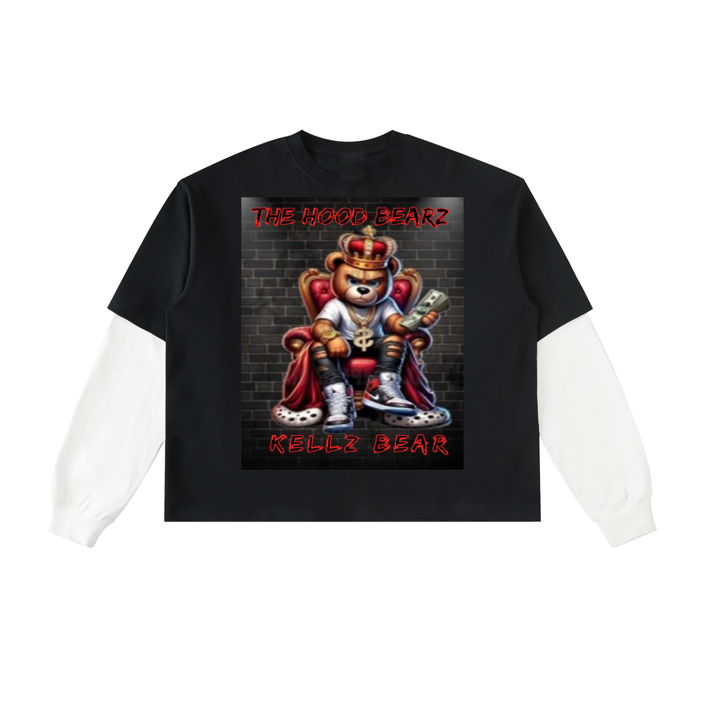 Layered Contrast Sleeve Cotton T-Shirt