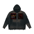 Unisex Distressed Full Zip Sweater
