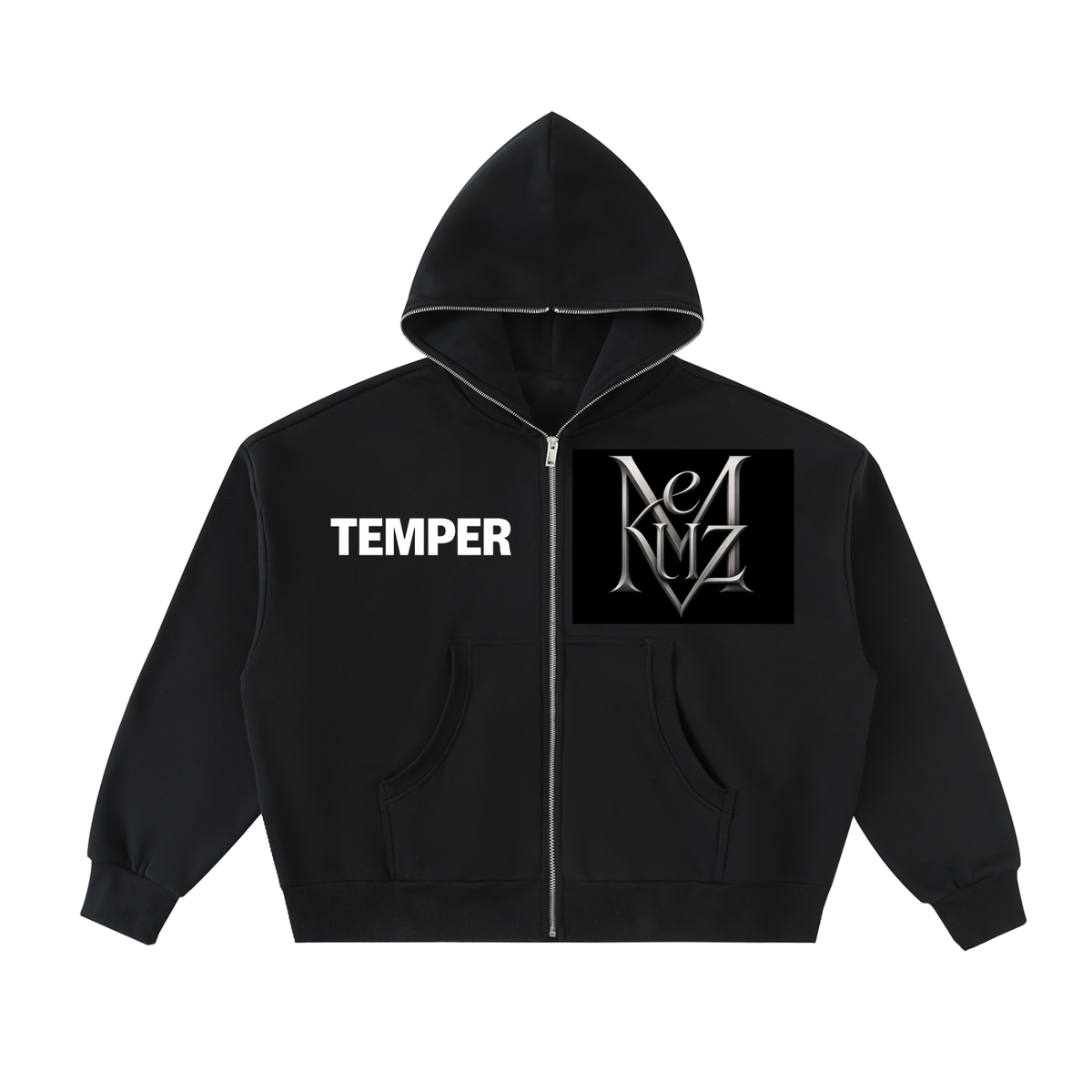 Fleeced Full-Zip Boxy Hoodie