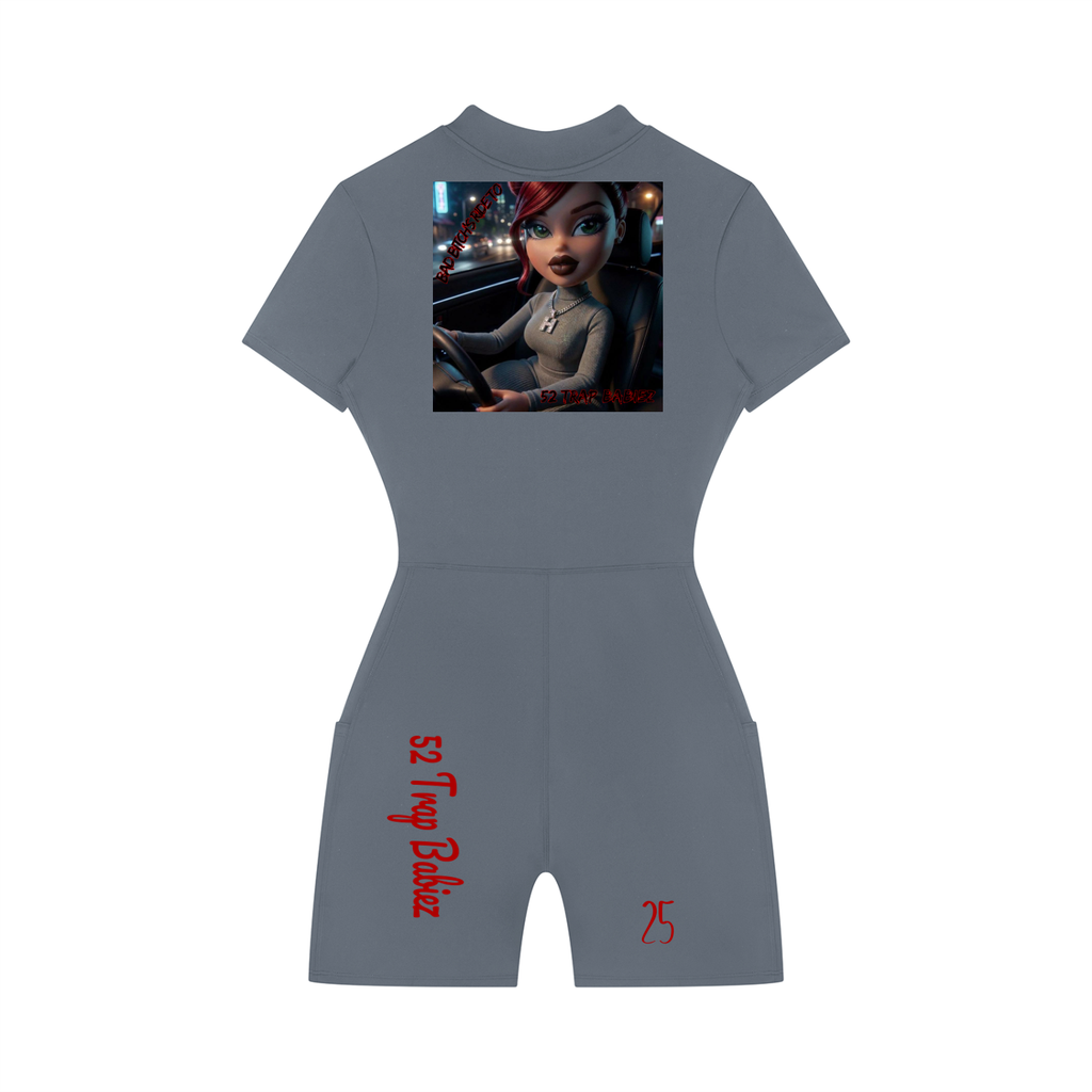 Women's Quarter-Zip Short Sleeve Romper