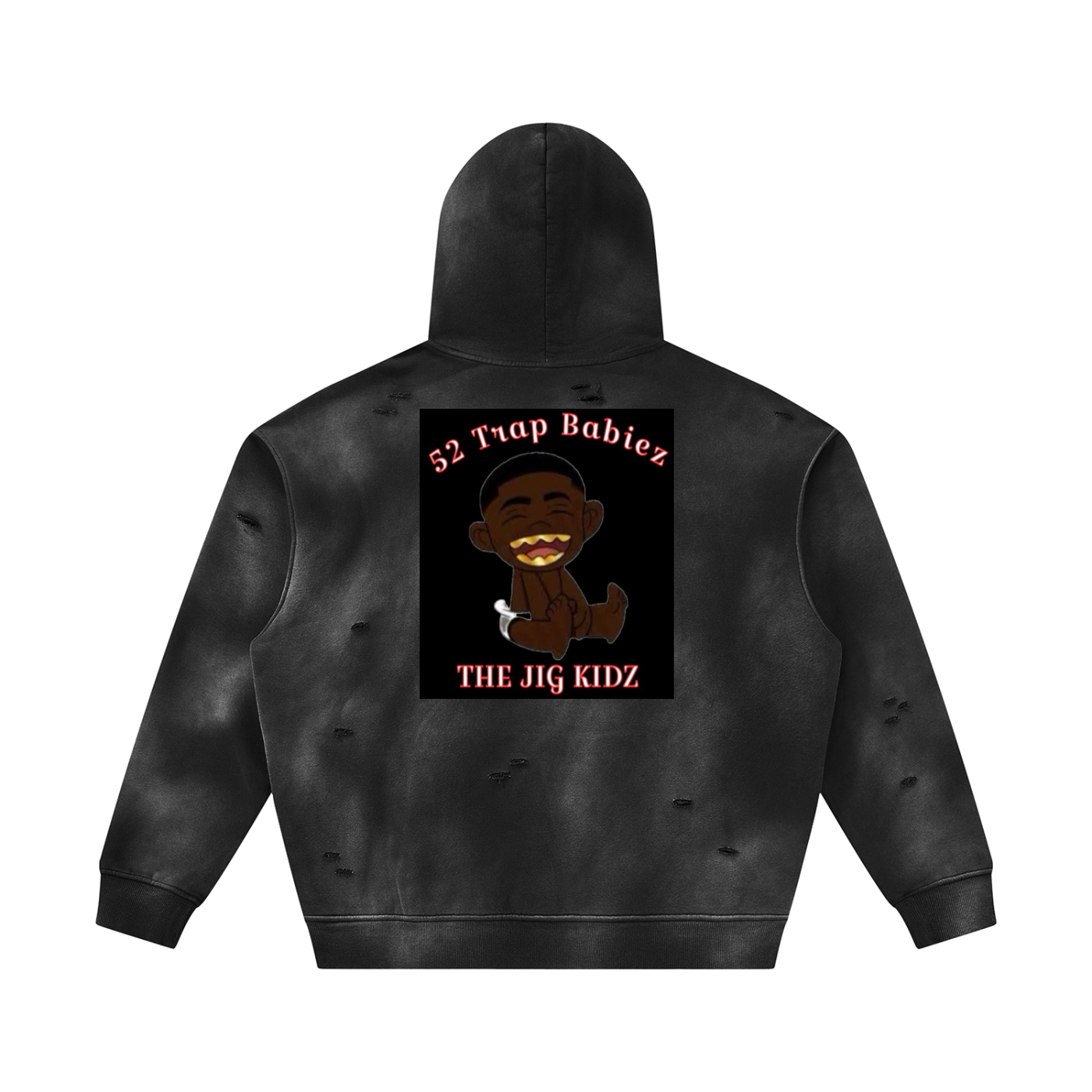 Unisex Sunfade Frayed Fleece Hoodie