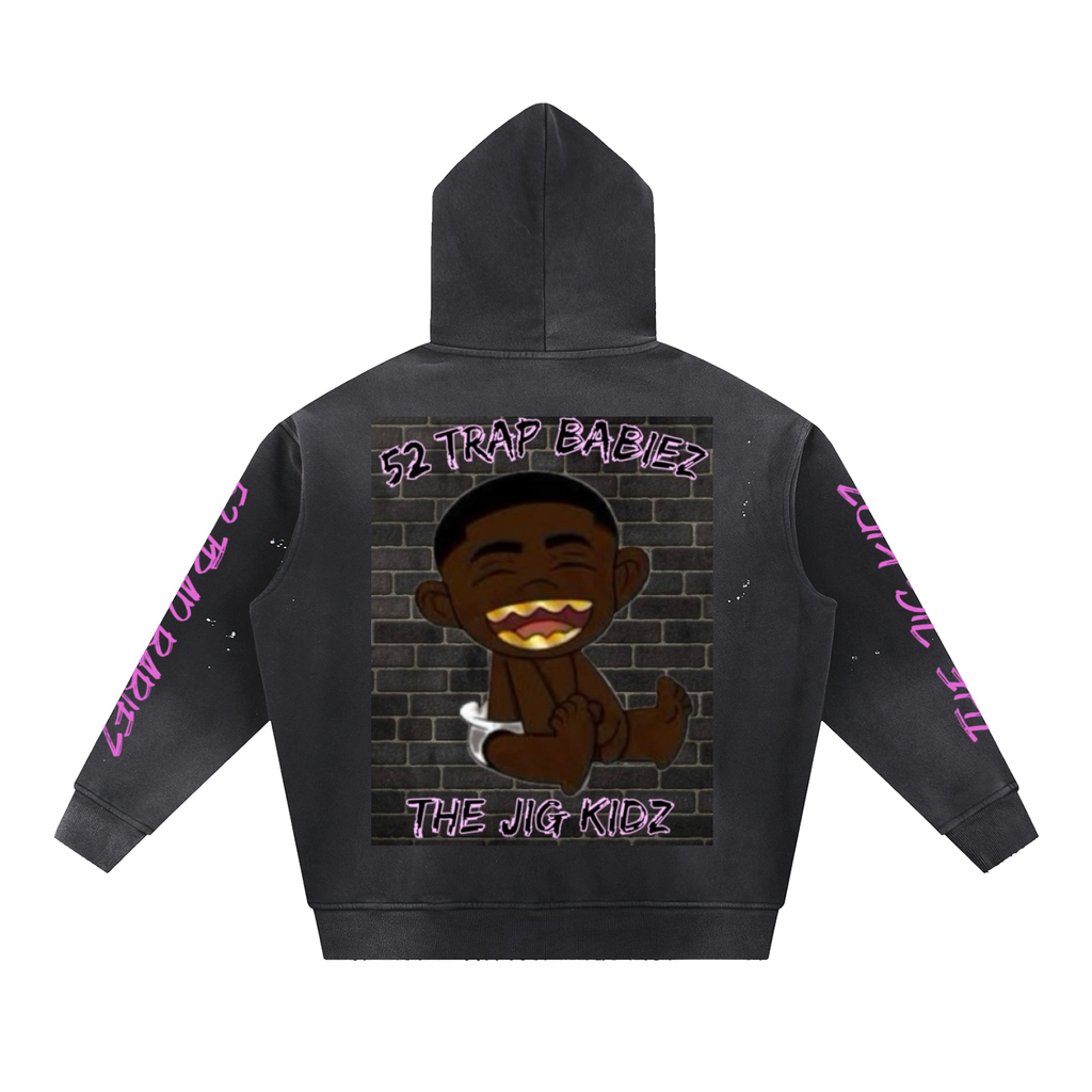 Vintage Washed Frayed Fleece Hoodie
