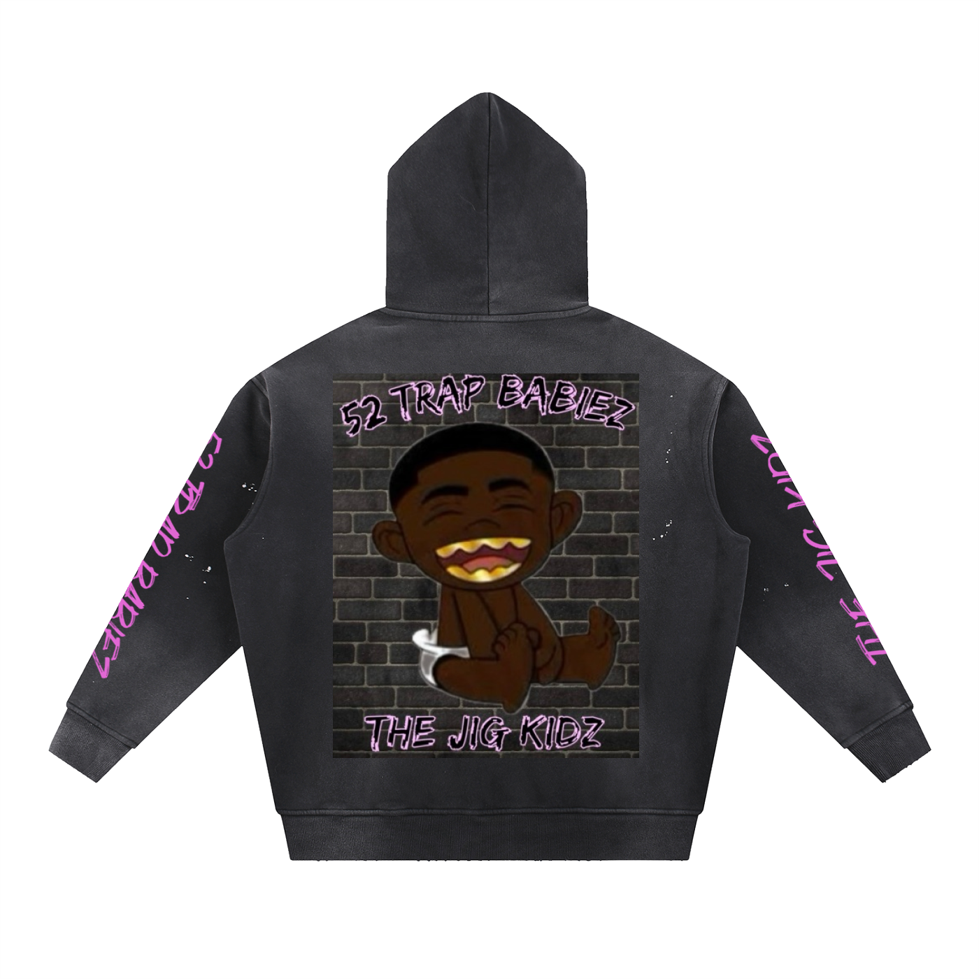 Vintage Washed Frayed Fleece Hoodie