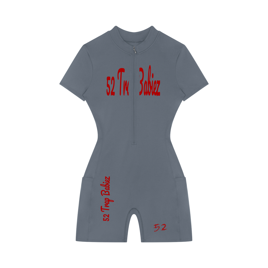 Women's Quarter-Zip Short Sleeve Romper