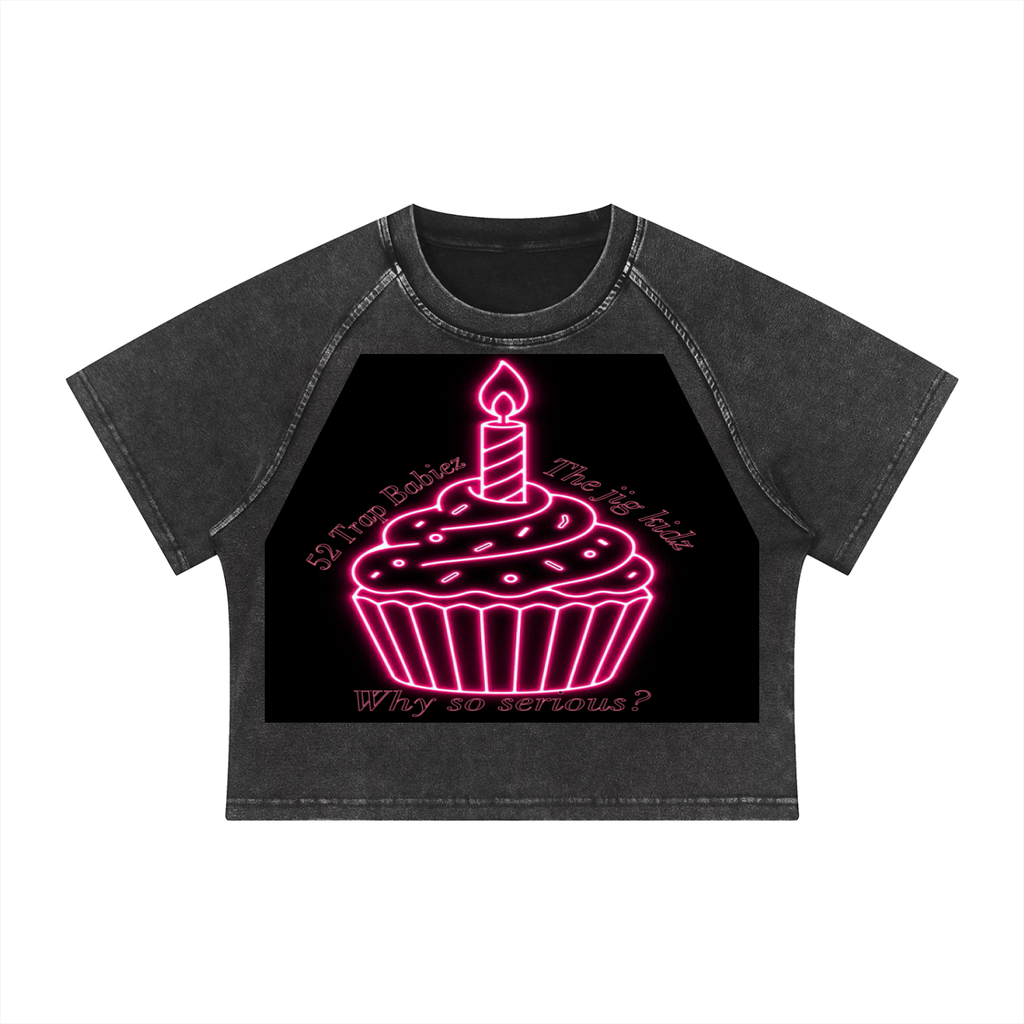 Women's Mineral Wash Raglan Crop T-Shirt
